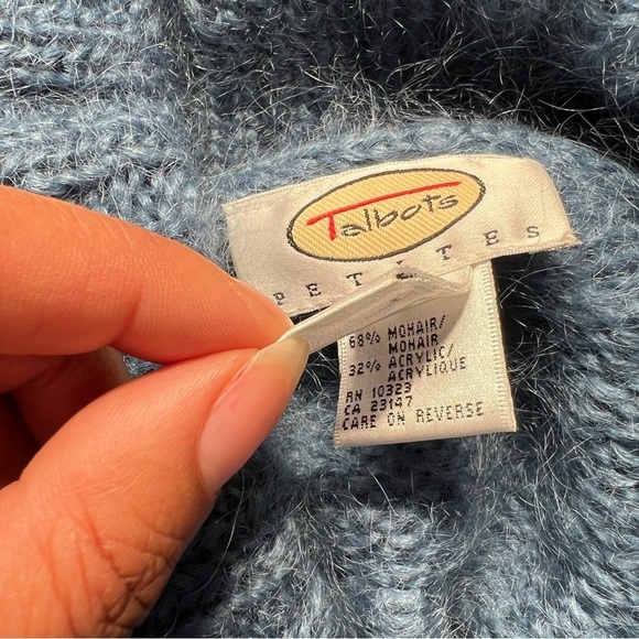 Vintage Talbots Mohair Knit Sweater Women's Blue Double-Breasted Cardigan Cozy - Picture 6 of 9